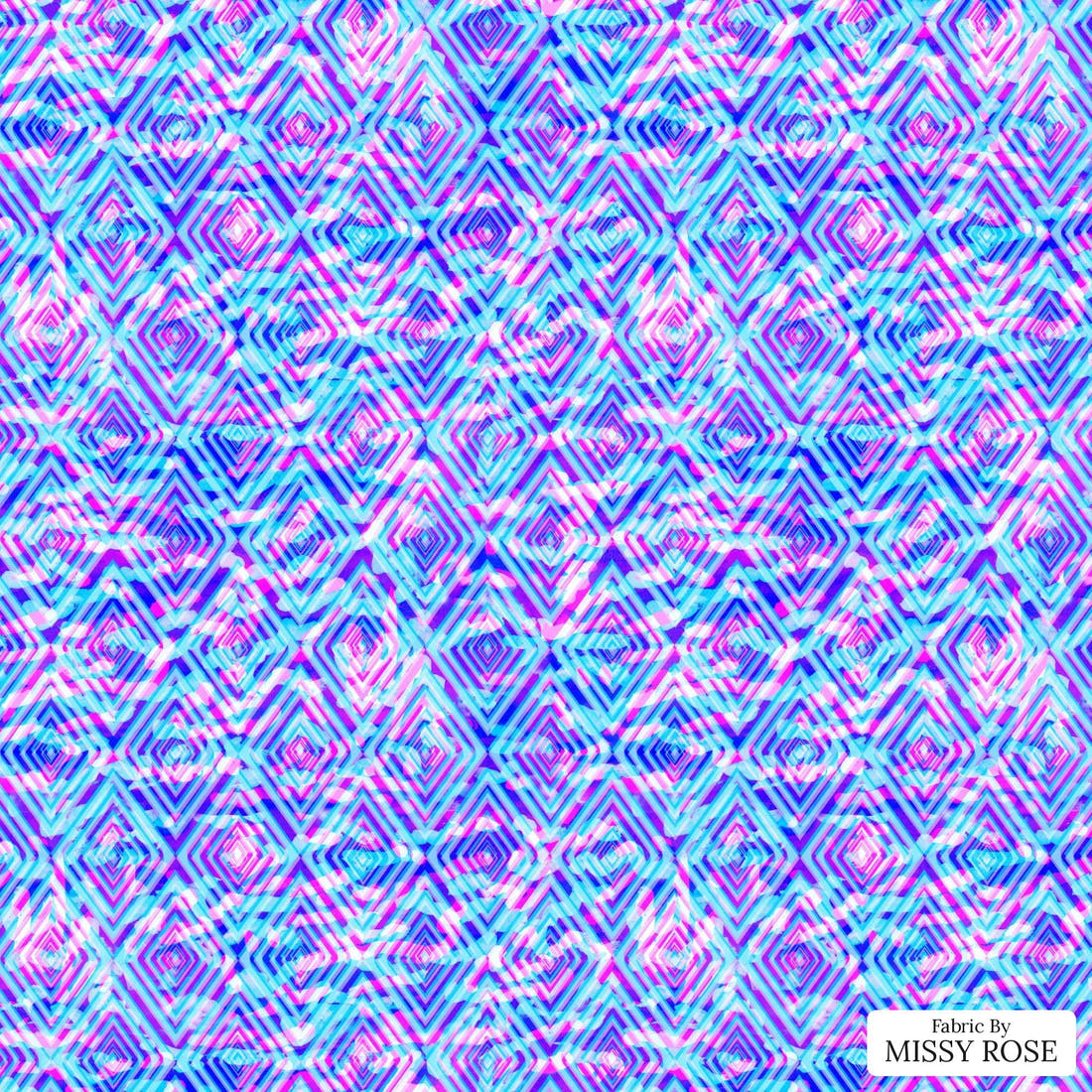 Girl and The Deep Blue Sea 22 flat view of the printed design | Fabric by Missy Rose