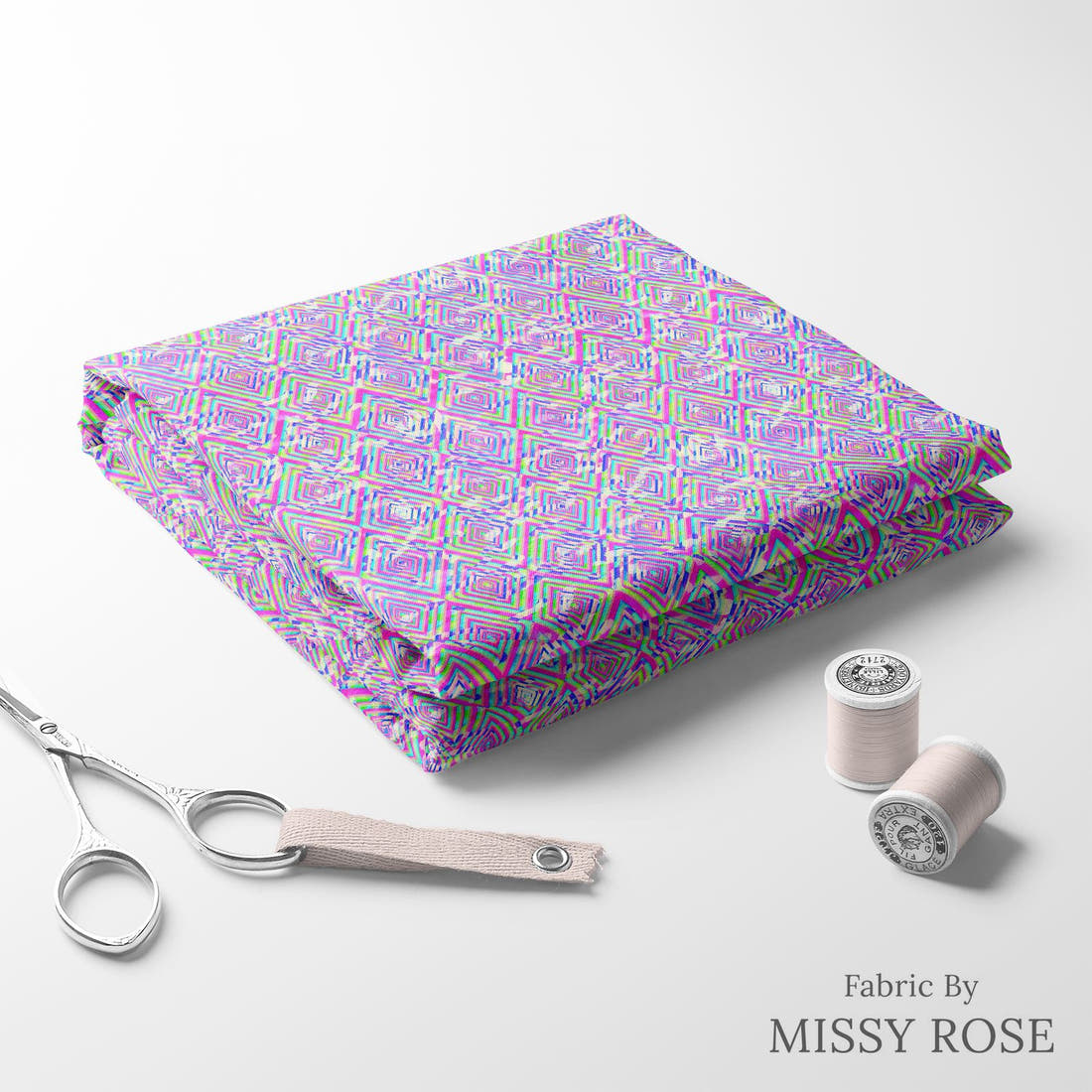 Girl and The Deep Blue Sea 23 folded fabric stack with matching thread - pre-order fabric Australia | Fabric by Missy Rose