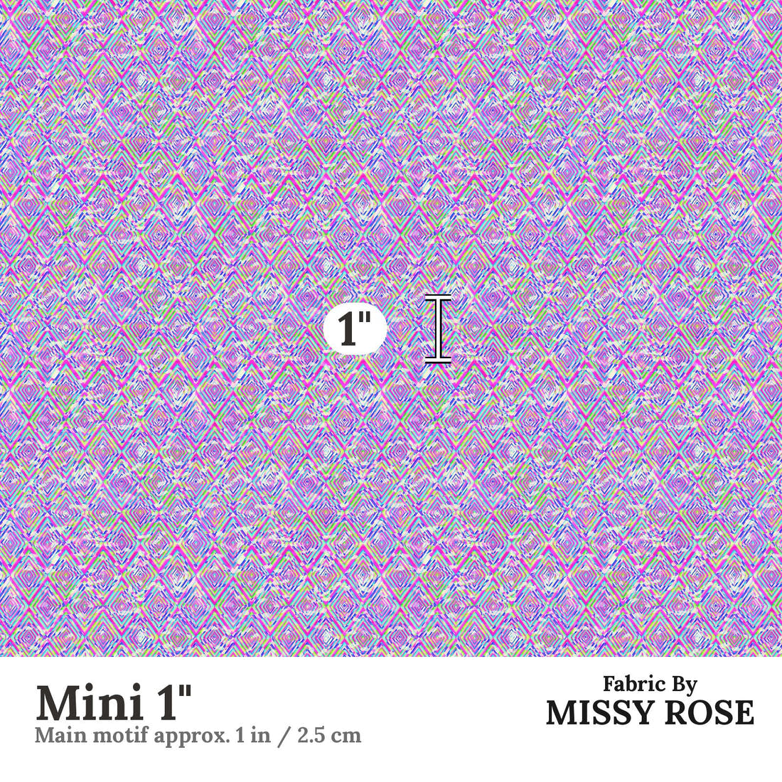 Girl and The Deep Blue Sea 23 Mini 1 inch print scale guide | Fabric by Missy Rose