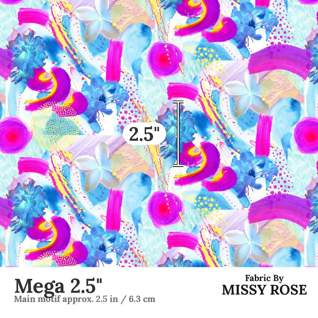 Girl and The Deep Blue Sea 24 Mega 2.5 inch print scale guide | Fabric by Missy Rose