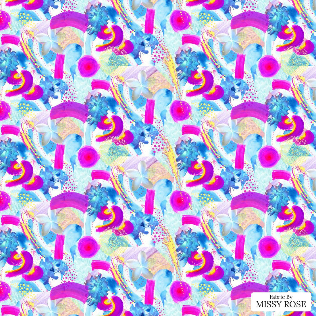 Girl and The Deep Blue Sea 24 flat view of the printed design | Fabric by Missy Rose