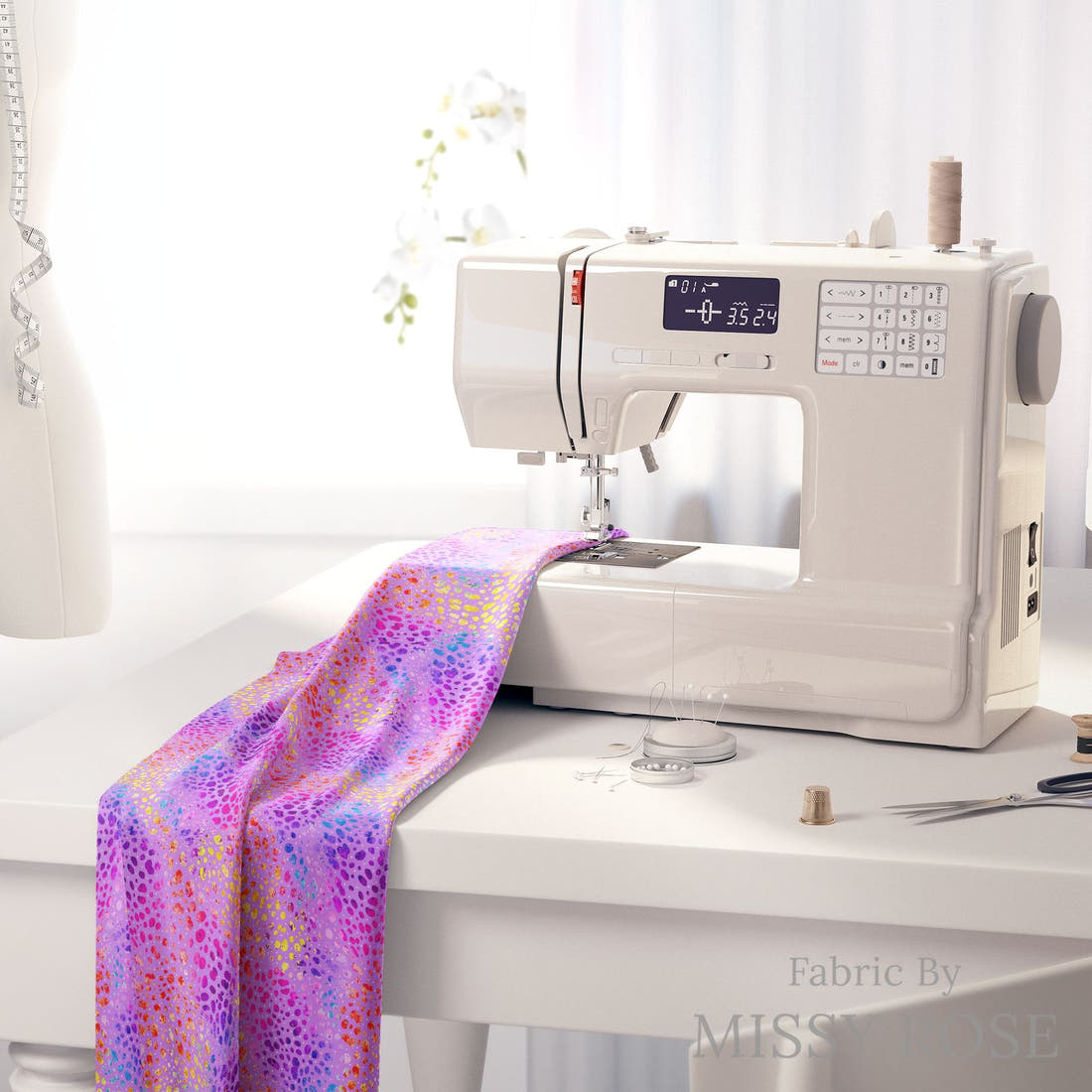 Girl and The Deep Blue Sea 25 fabric on a sewing machine - sew your own | Fabric by Missy Rose