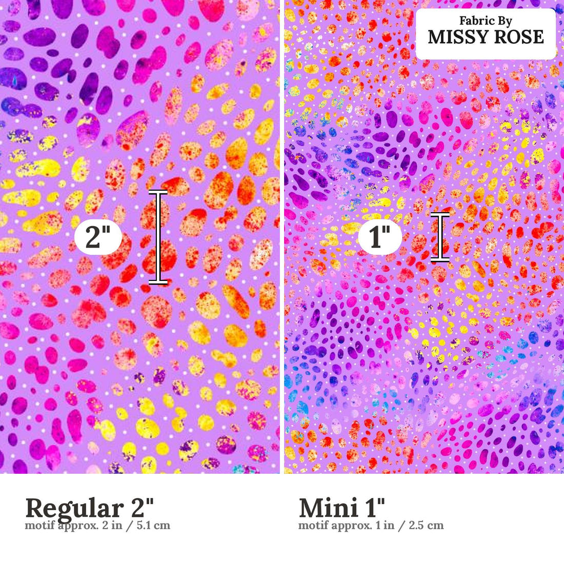 Girl and The Deep Blue Sea 25 Regular 2 inch vs Mini 1 inch print scale side by side | Fabric by Missy Rose