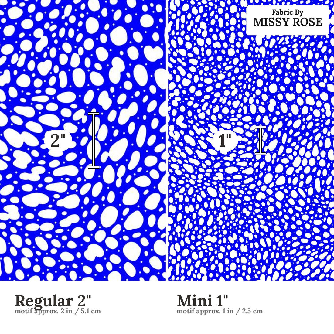 Girl and The Deep Blue Sea 27 Regular 2 inch vs Mini 1 inch print scale side by side | Fabric by Missy Rose