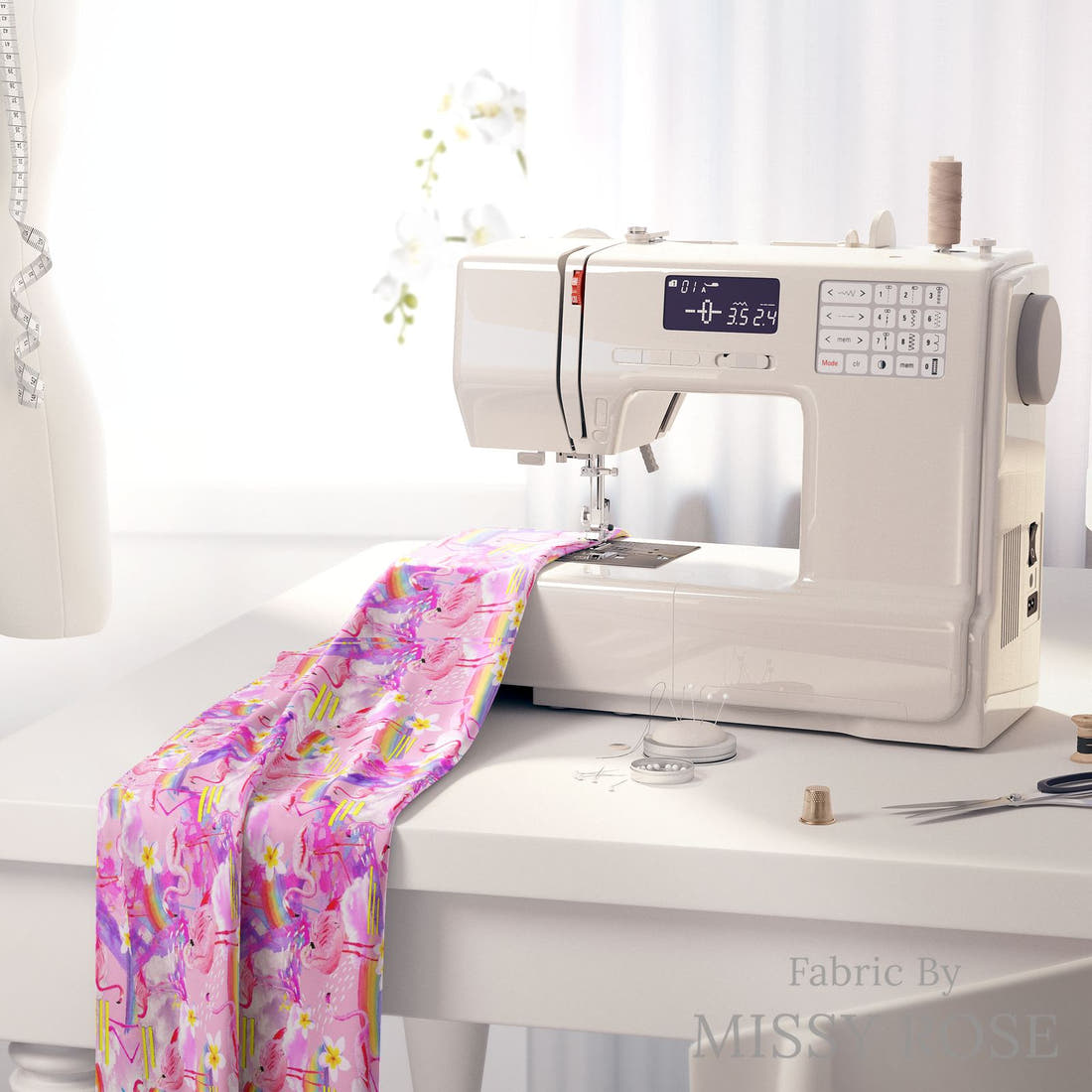Girl and The Deep Blue Sea 29 fabric on a sewing machine - sew your own | Fabric by Missy Rose