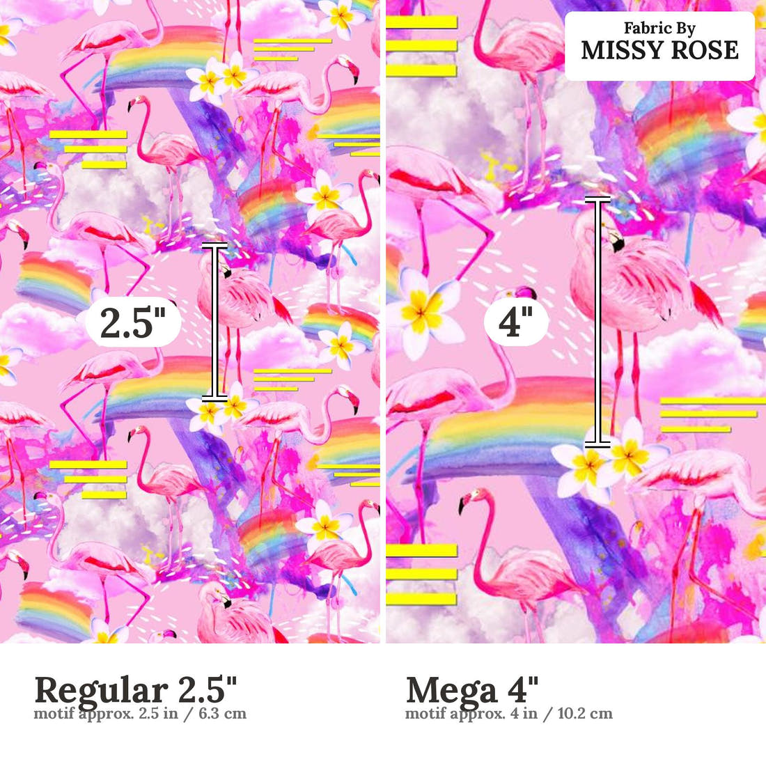 Girl and The Deep Blue Sea 29 Regular 2.5 inch vs Mega 4 inch print scale side by side | Fabric by Missy Rose