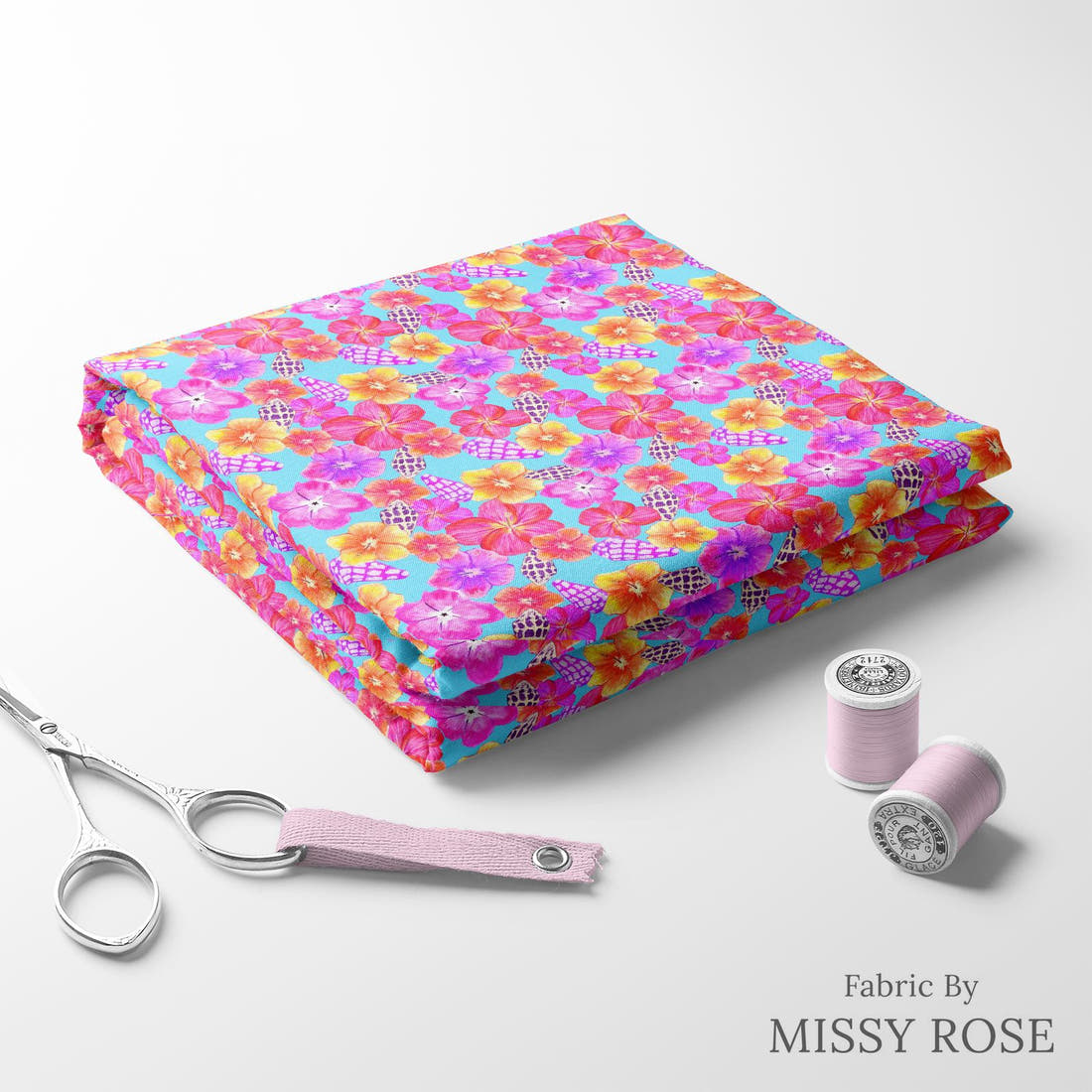Girl and The Deep Blue Sea 31 folded fabric stack with matching thread - pre-order fabric Australia | Fabric by Missy Rose