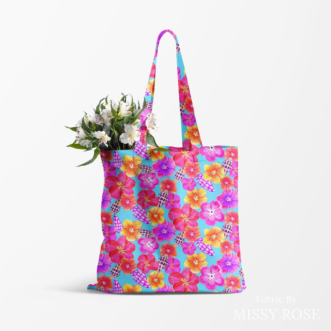 Girl and The Deep Blue Sea 31 made up as a tote bag - custom printed fabric | Fabric by Missy Rose
