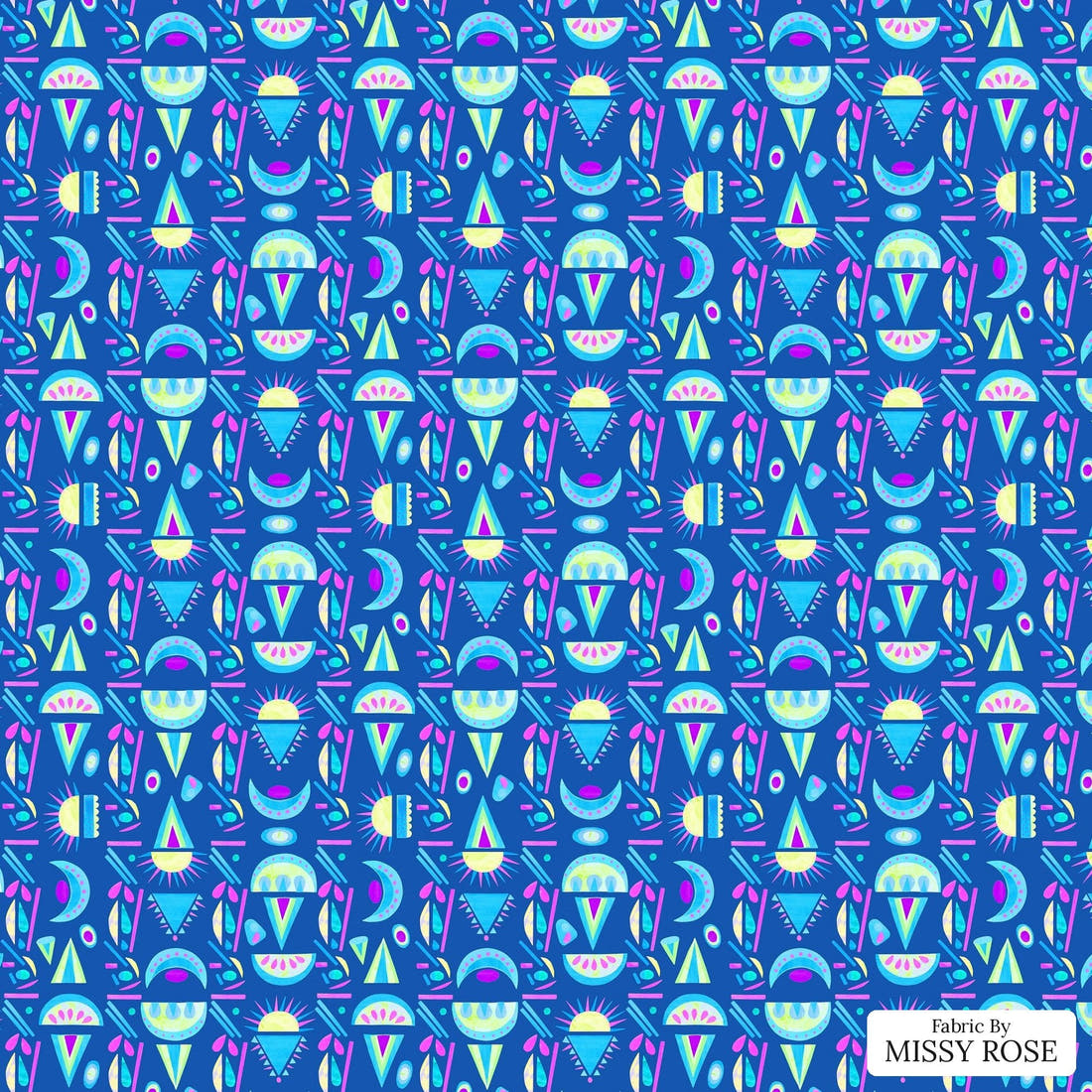 Girl and The Deep Blue Sea 32 flat view of the printed design | Fabric by Missy Rose
