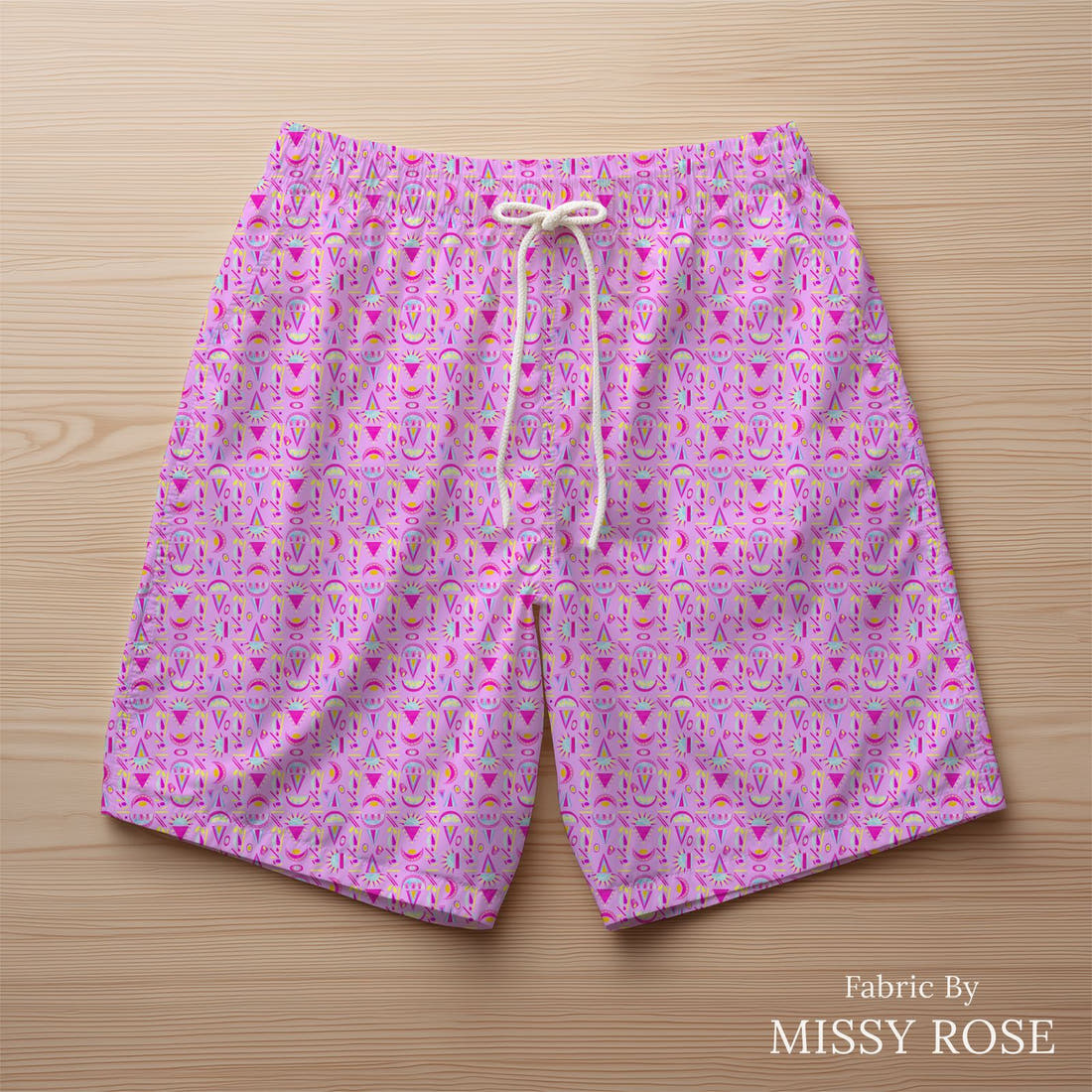 Girl and The Deep Blue Sea 33 sewn into swim shorts - custom printed fabric | Fabric by Missy Rose