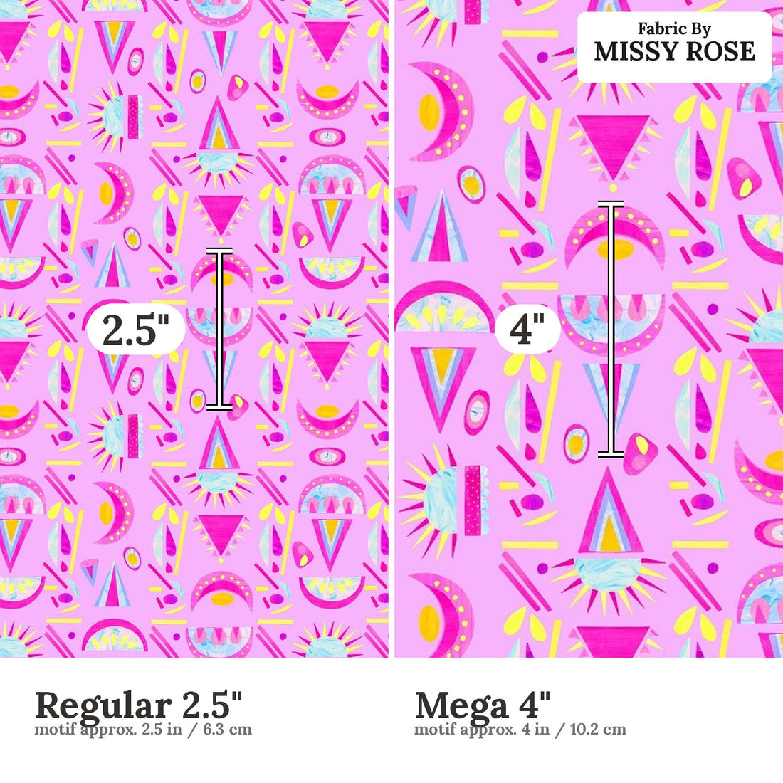 Girl and The Deep Blue Sea 33 Regular 2.5 inch vs Mega 4 inch print scale side by side | Fabric by Missy Rose