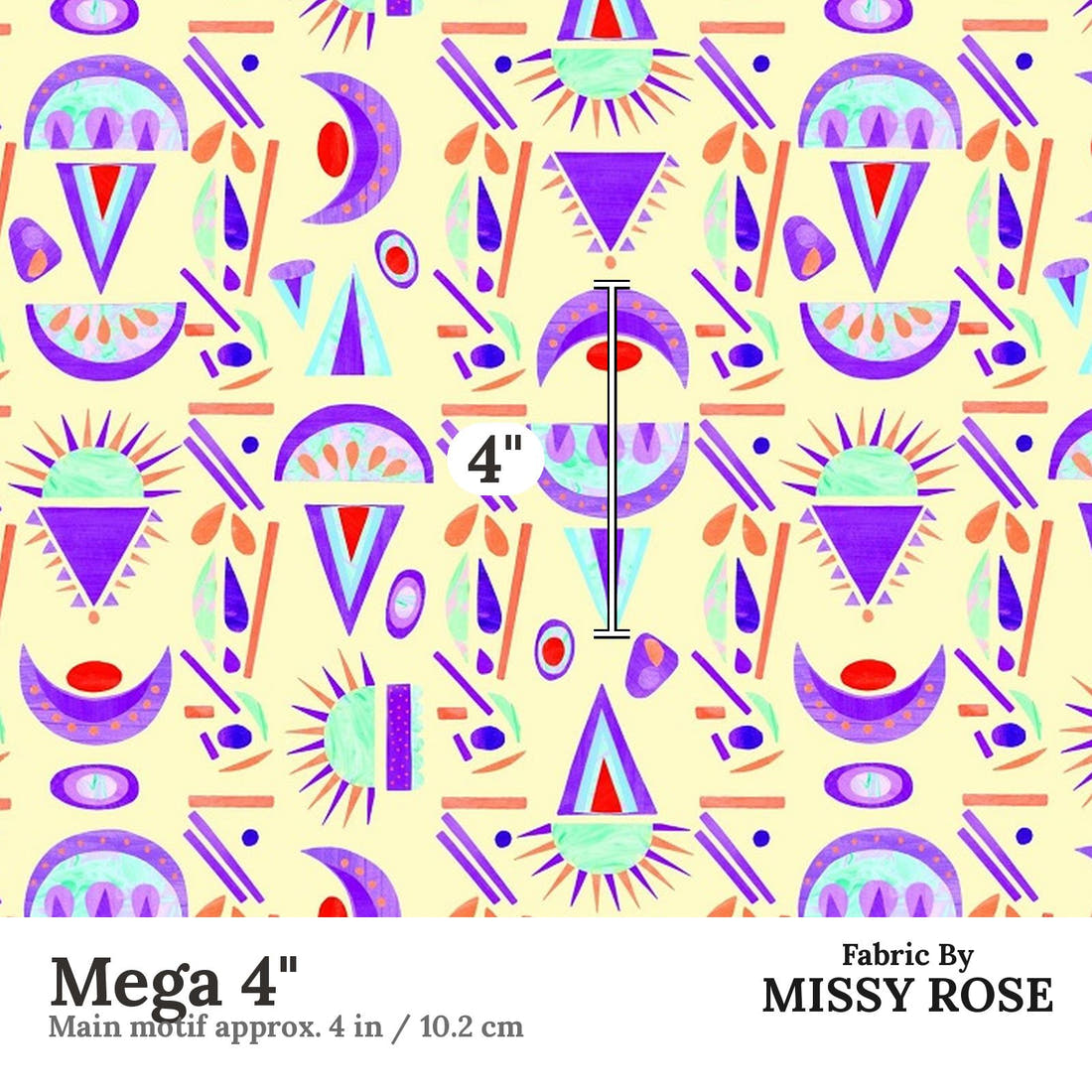 Girl and The Deep Blue Sea 34 Mega 4 inch print scale guide | Fabric by Missy Rose