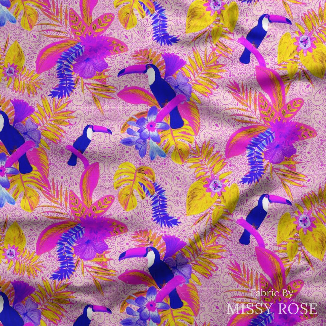 Girl and The Deep Blue Sea 35 draped fabric mockup - custom printed fabric by the metre | Fabric by Missy Rose