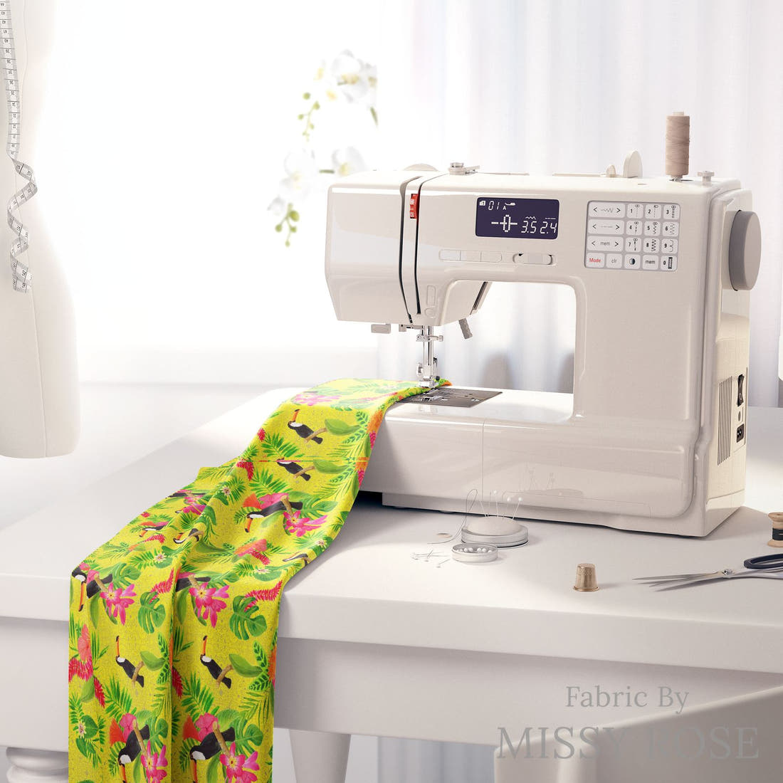 Girl and The Deep Blue Sea 36 fabric on a sewing machine - sew your own | Fabric by Missy Rose