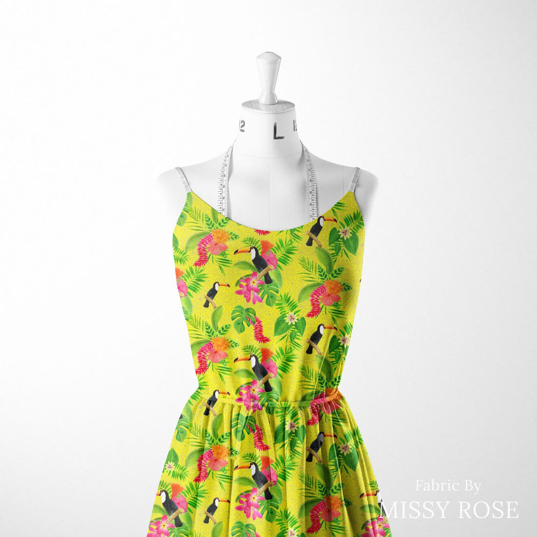 Girl and The Deep Blue Sea 36 sewn into a women's dress - custom printed fabric | Fabric by Missy Rose