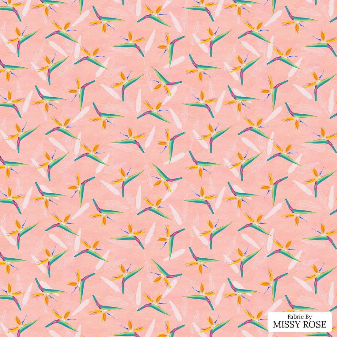 Girl and The Deep Blue Sea 37 flat view of the printed design | Fabric by Missy Rose