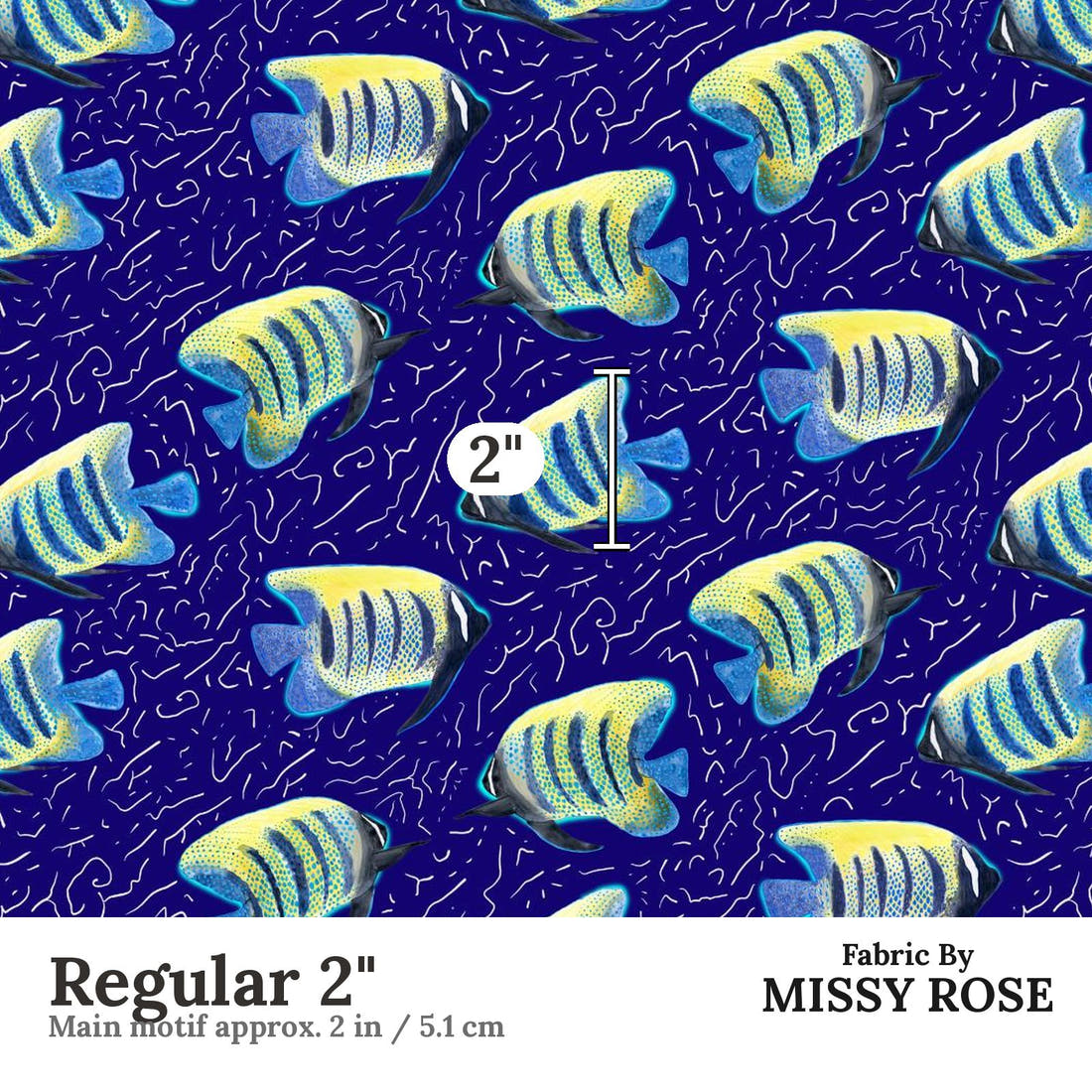 Girl and The Deep Blue Sea 38 Regular 2 inch print scale guide | Fabric by Missy Rose