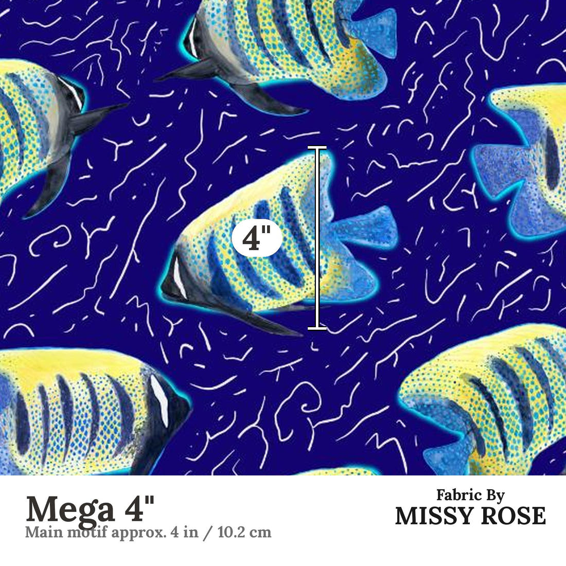 Girl and The Deep Blue Sea 38 Mega 4 inch print scale guide | Fabric by Missy Rose