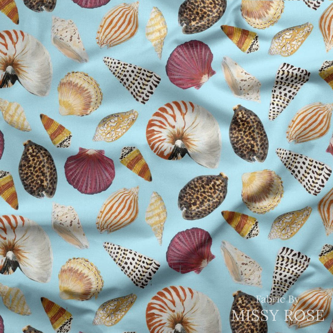Girl and The Deep Blue Sea 39 draped fabric mockup - custom printed fabric by the metre | Fabric by Missy Rose
