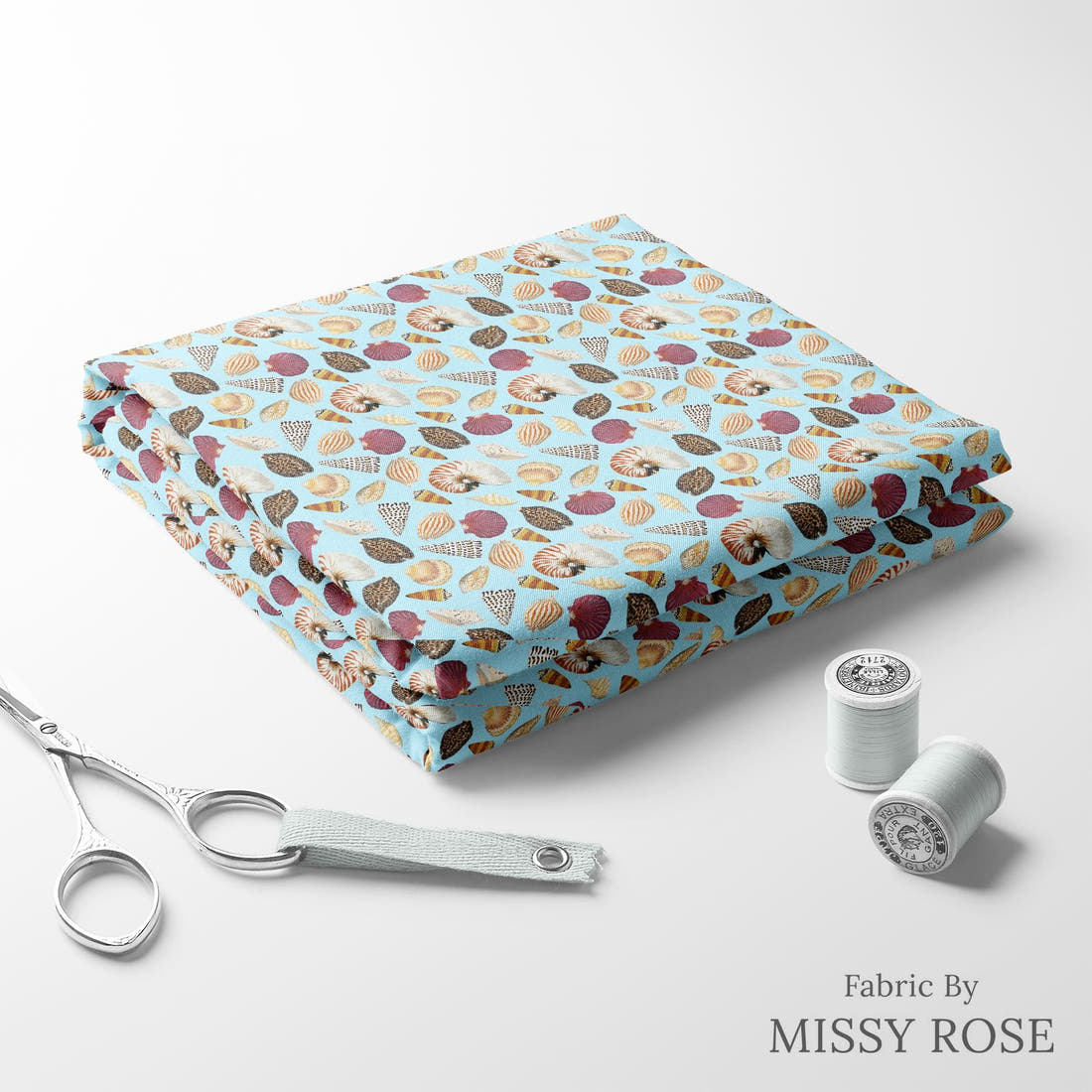 Girl and The Deep Blue Sea 39 folded fabric stack with matching thread - pre-order fabric Australia | Fabric by Missy Rose
