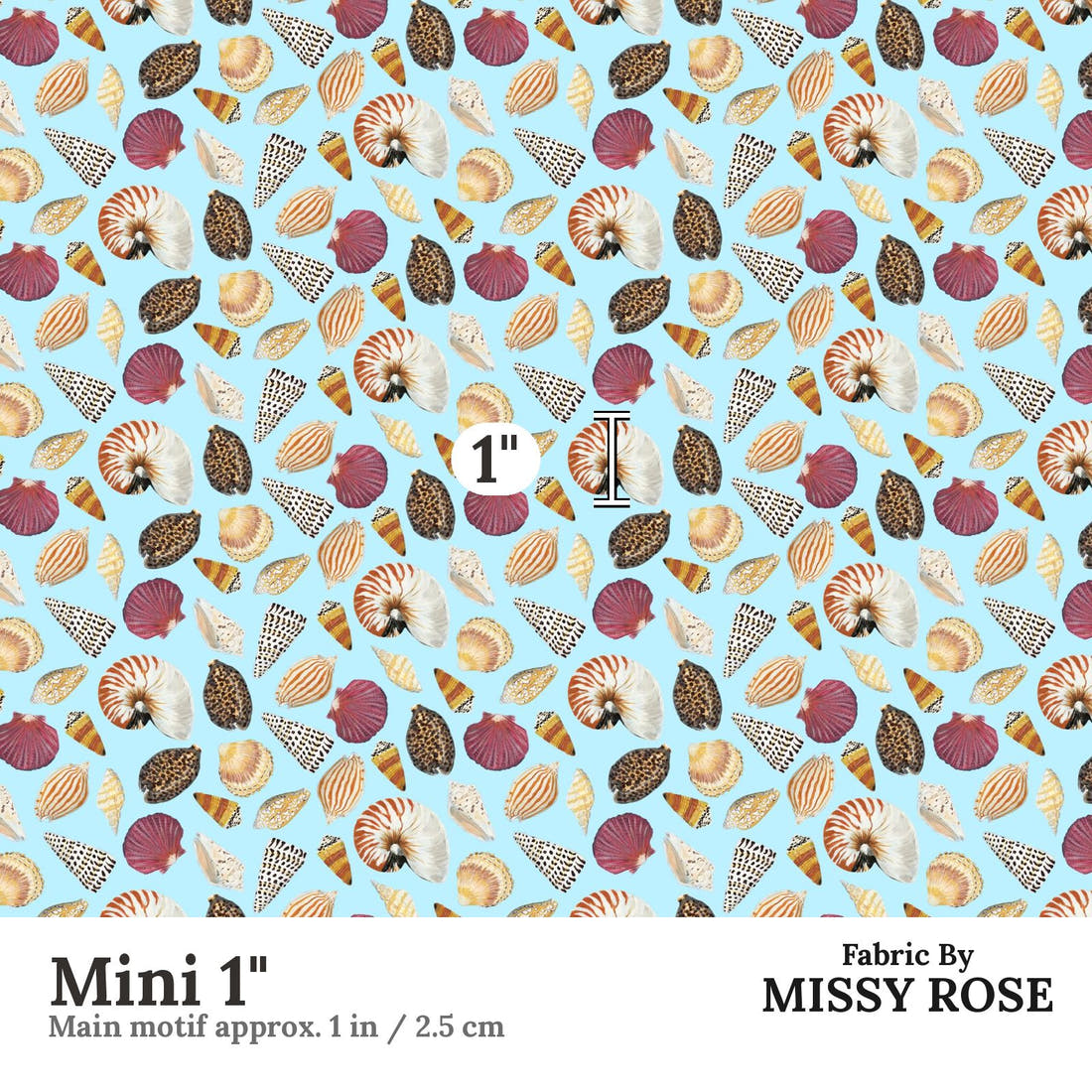 Girl and The Deep Blue Sea 39 Mini 1 inch print scale guide | Fabric by Missy Rose