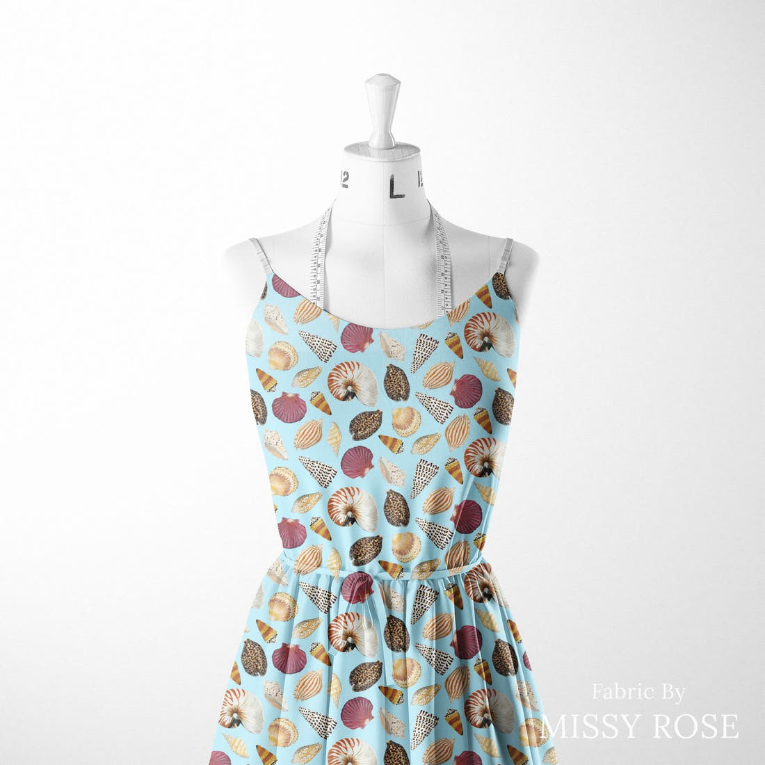 Girl and The Deep Blue Sea 39 sewn into a women's dress - custom printed fabric | Fabric by Missy Rose