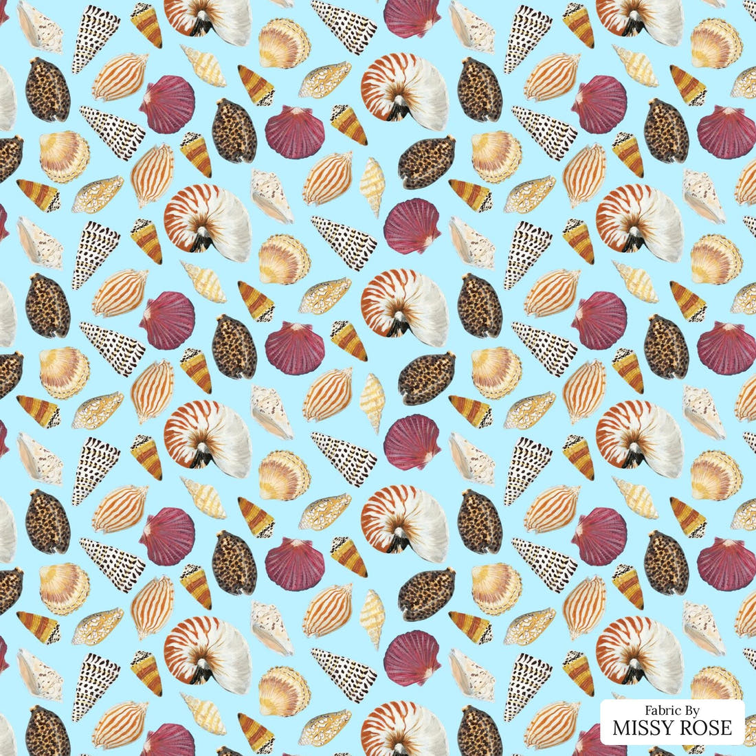 Girl and The Deep Blue Sea 39 flat view of the printed design | Fabric by Missy Rose