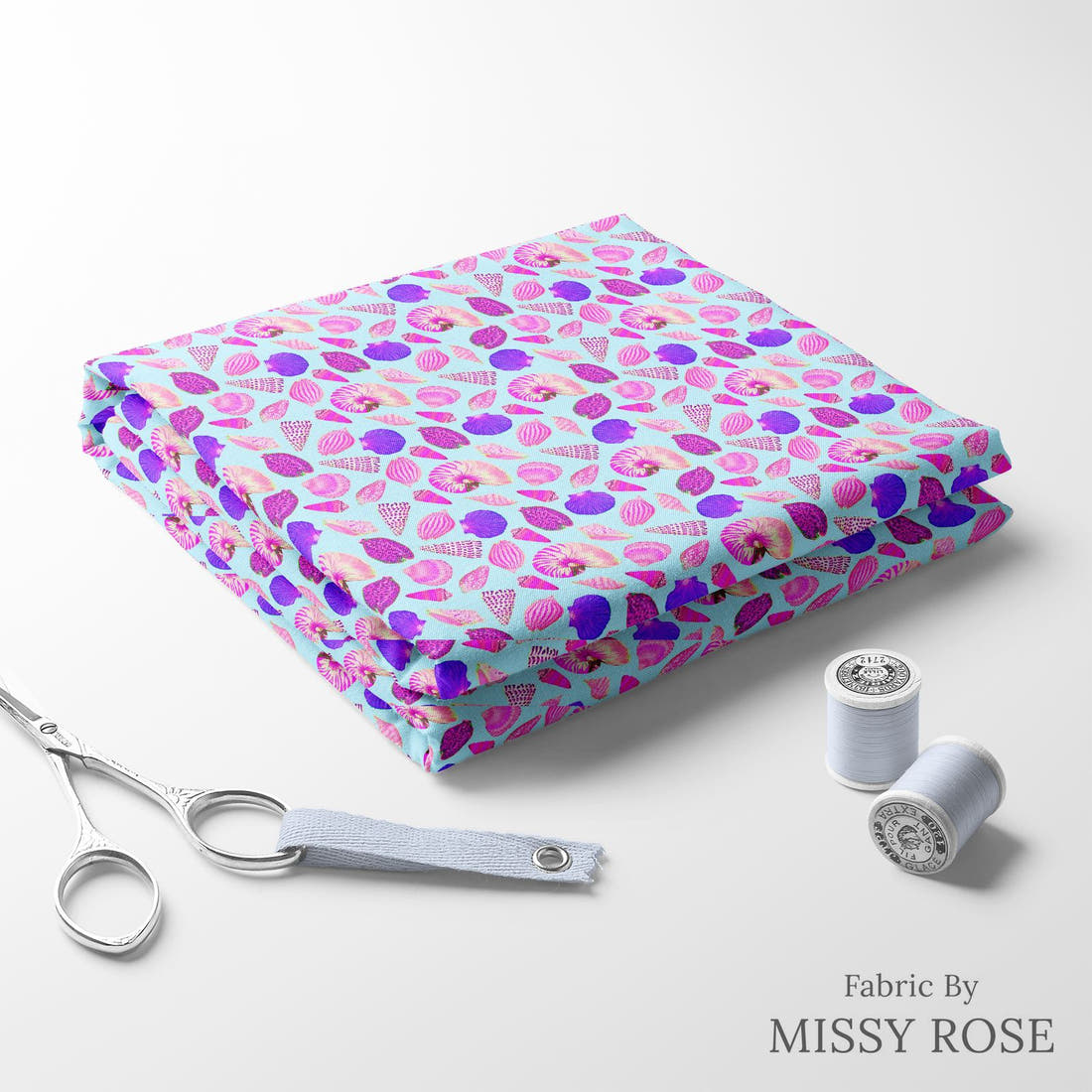 Girl and The Deep Blue Sea 40 folded fabric stack with matching thread - pre-order fabric Australia | Fabric by Missy Rose