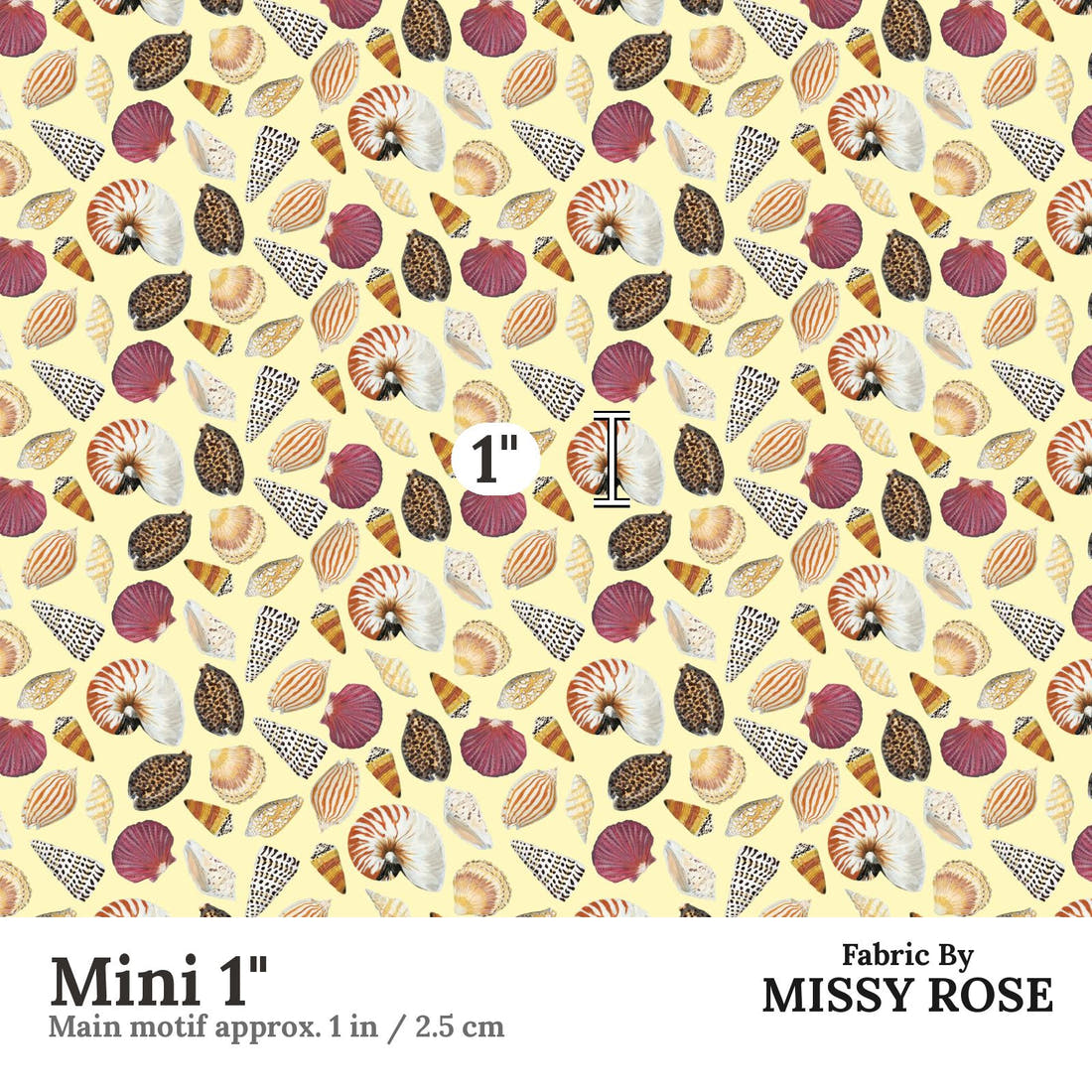 Girl and The Deep Blue Sea 41 Mini 1 inch print scale guide | Fabric by Missy Rose
