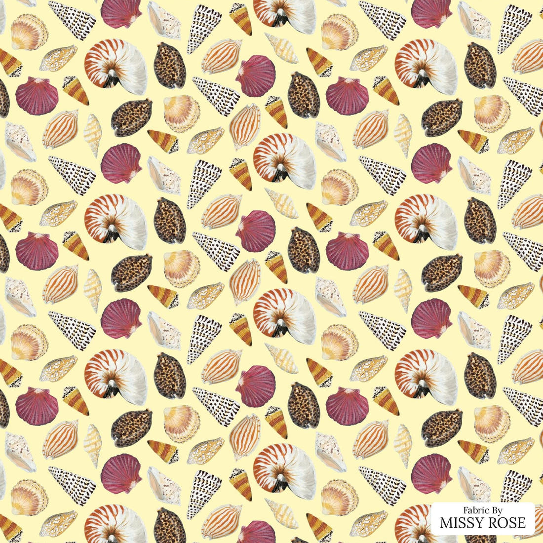 Girl and The Deep Blue Sea 41 flat view of the printed design | Fabric by Missy Rose