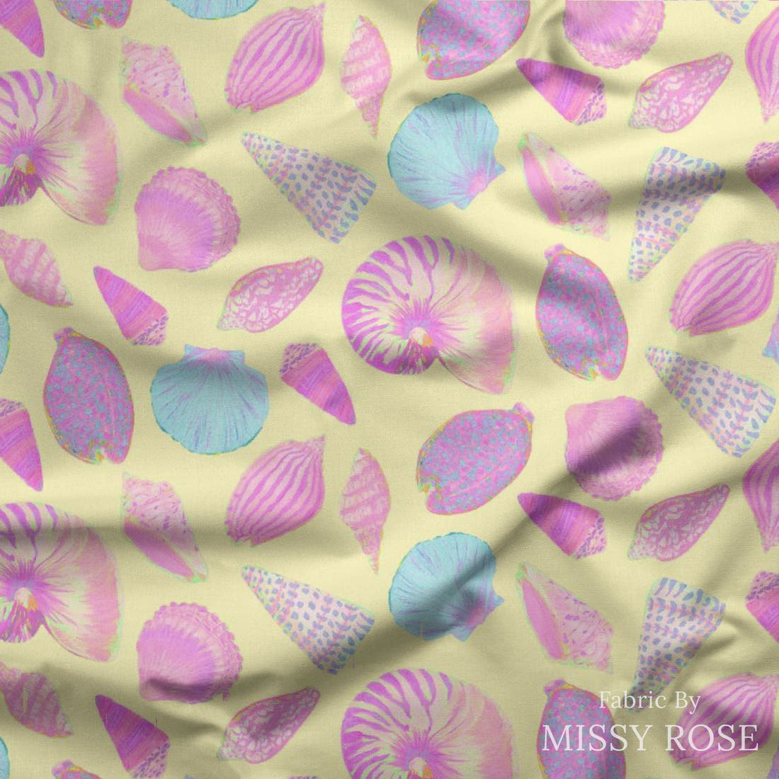 Girl and The Deep Blue Sea 42 draped fabric mockup - custom printed fabric by the metre | Fabric by Missy Rose
