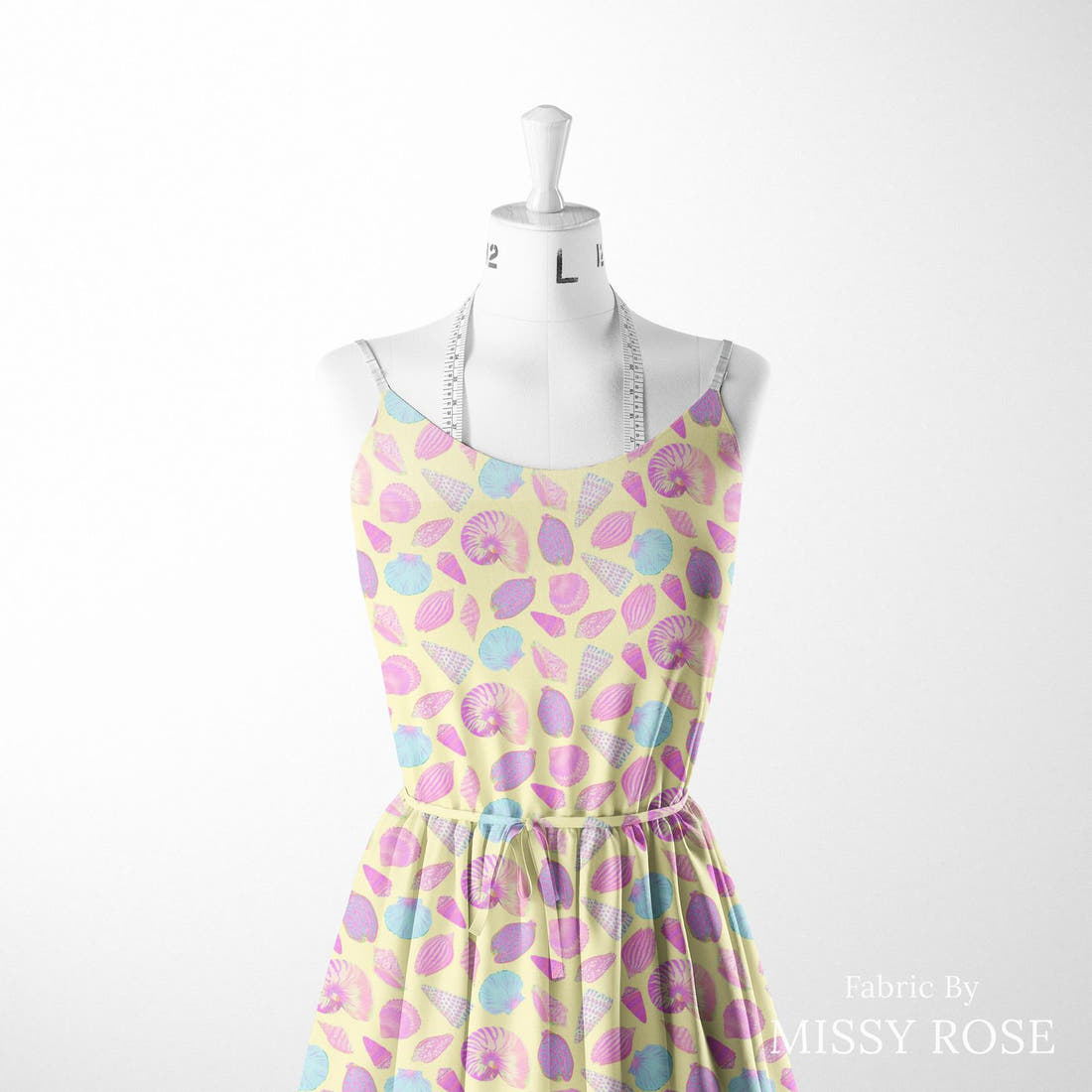 Girl and The Deep Blue Sea 42 sewn into a women's dress - custom printed fabric | Fabric by Missy Rose