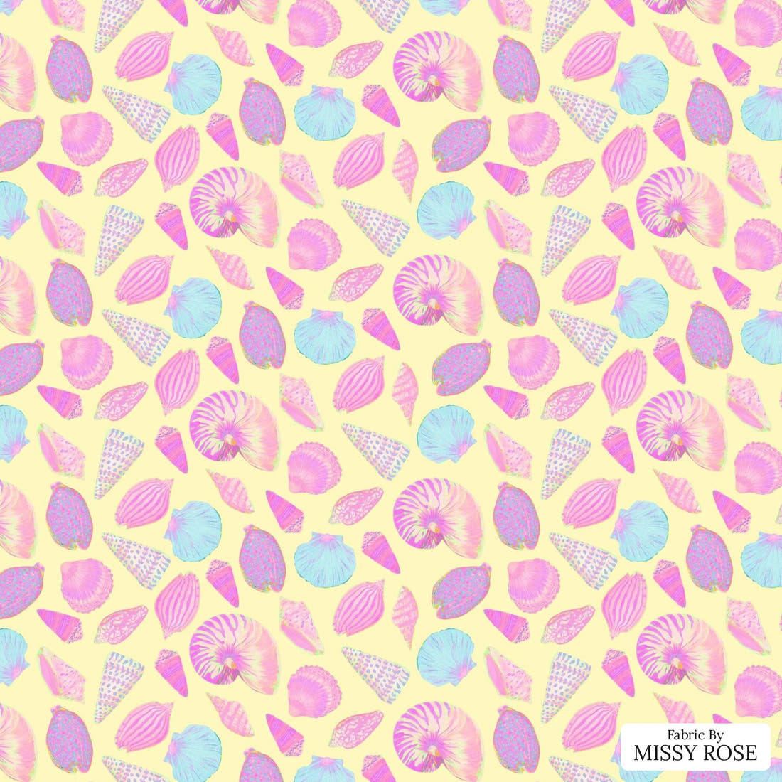 Girl and The Deep Blue Sea 42 flat view of the printed design | Fabric by Missy Rose