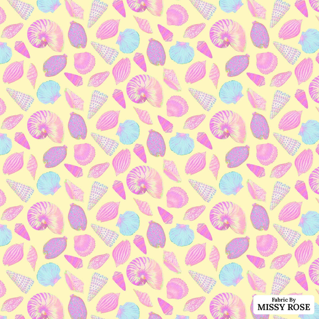 Girl and The Deep Blue Sea 42 flat view of the printed design | Fabric by Missy Rose