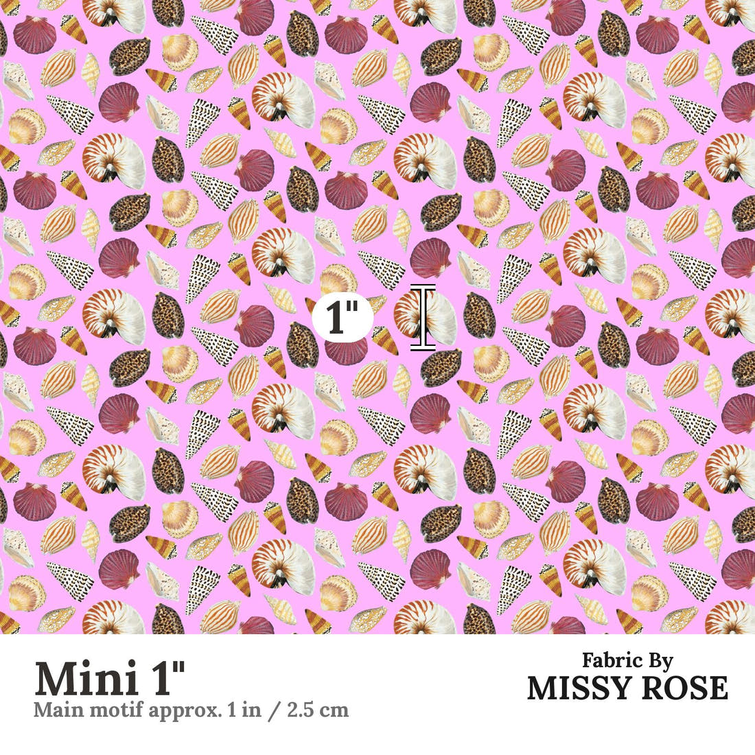 Girl and The Deep Blue Sea 43 Mini 1 inch print scale guide | Fabric by Missy Rose