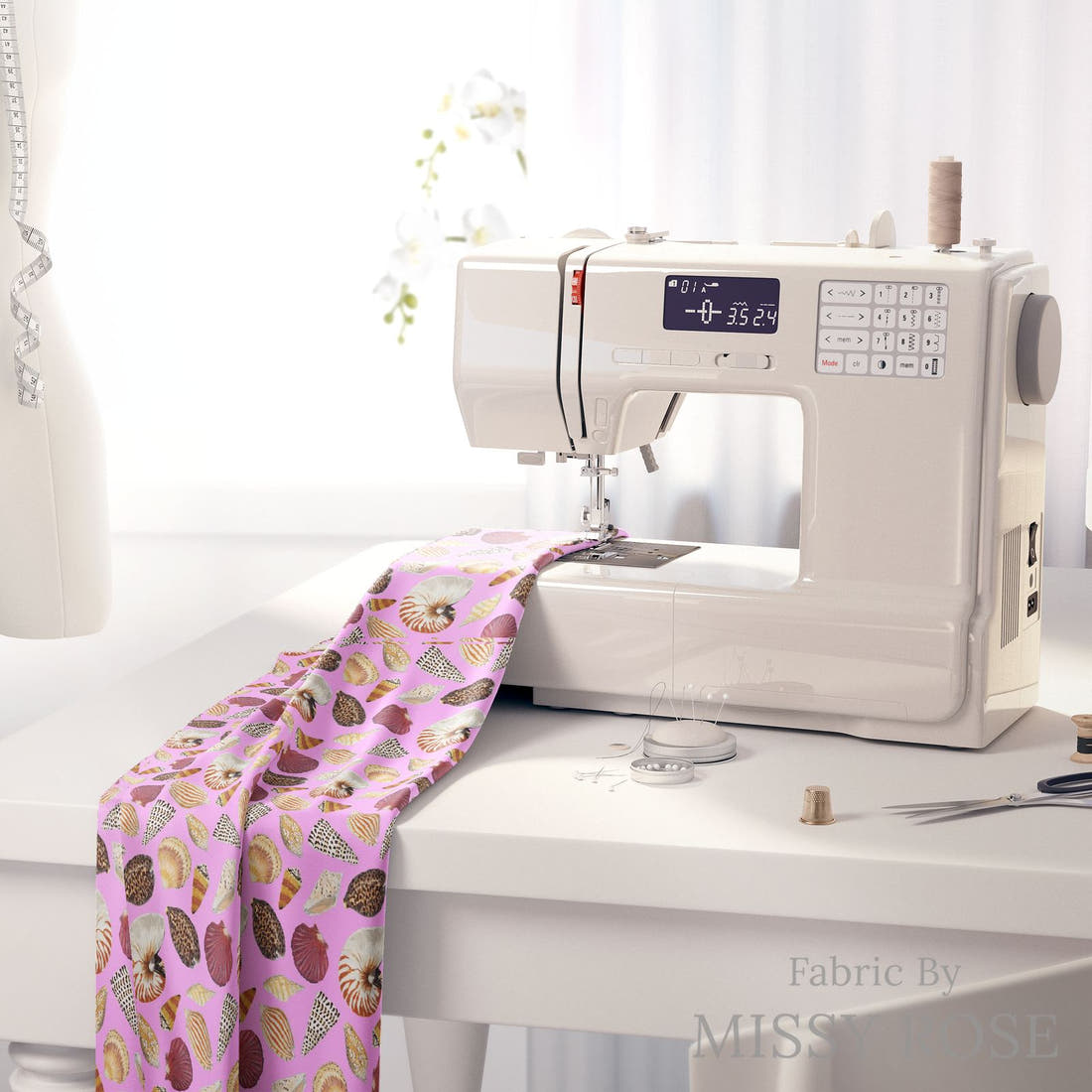 Girl and The Deep Blue Sea 43 fabric on a sewing machine - sew your own | Fabric by Missy Rose