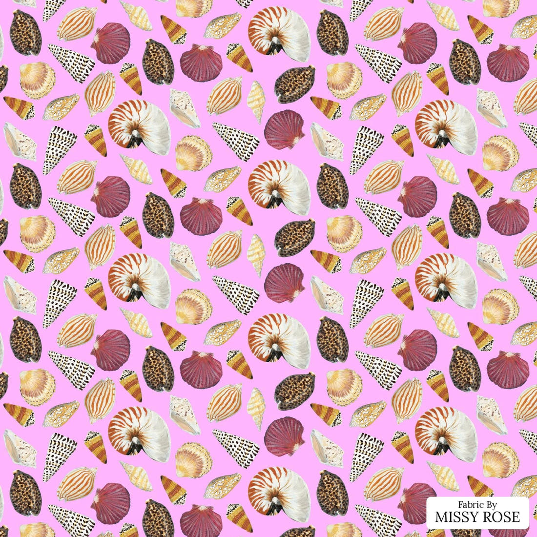 Girl and The Deep Blue Sea 43 flat view of the printed design | Fabric by Missy Rose