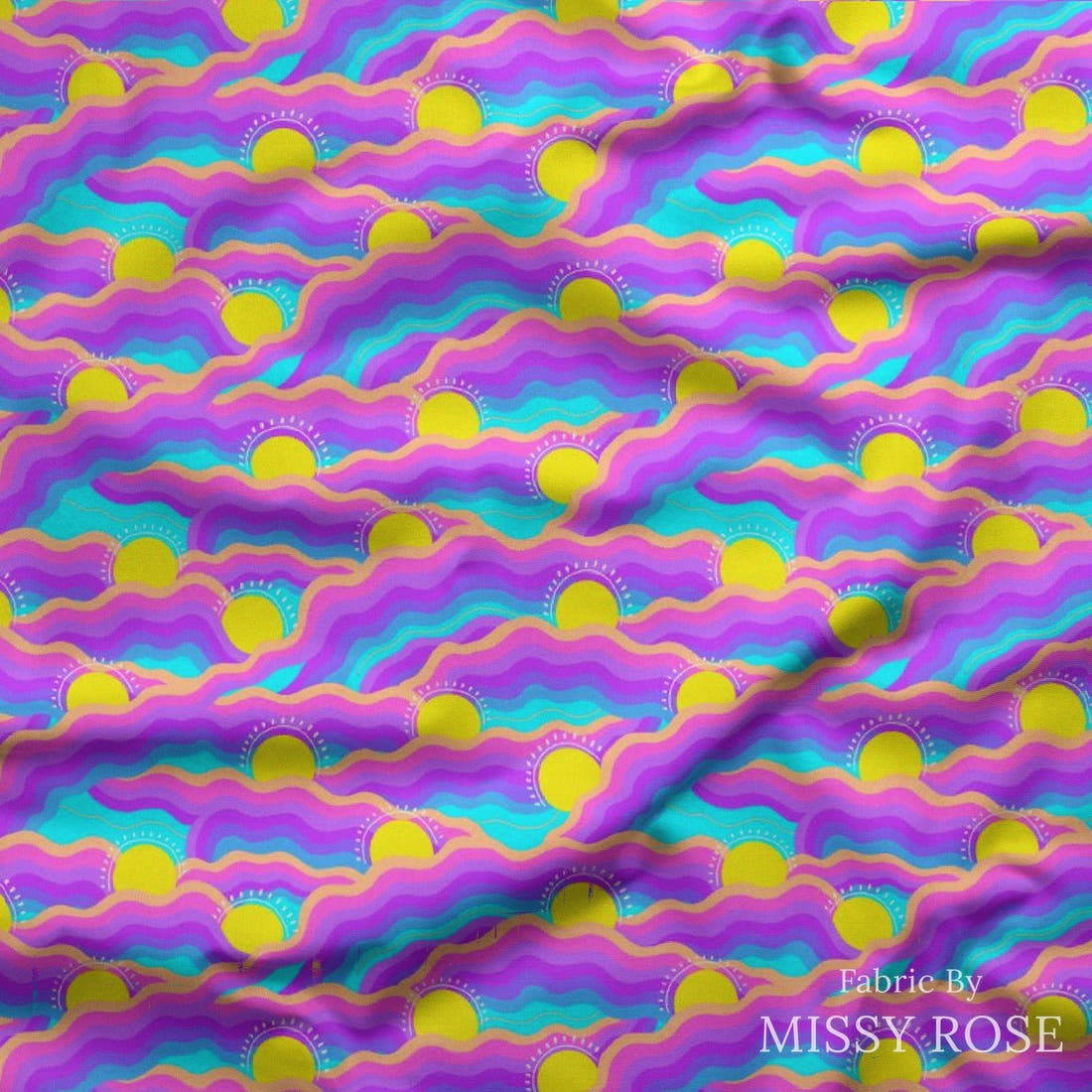 Girl and The Deep Blue Sea 44 draped fabric mockup - custom printed fabric by the metre | Fabric by Missy Rose