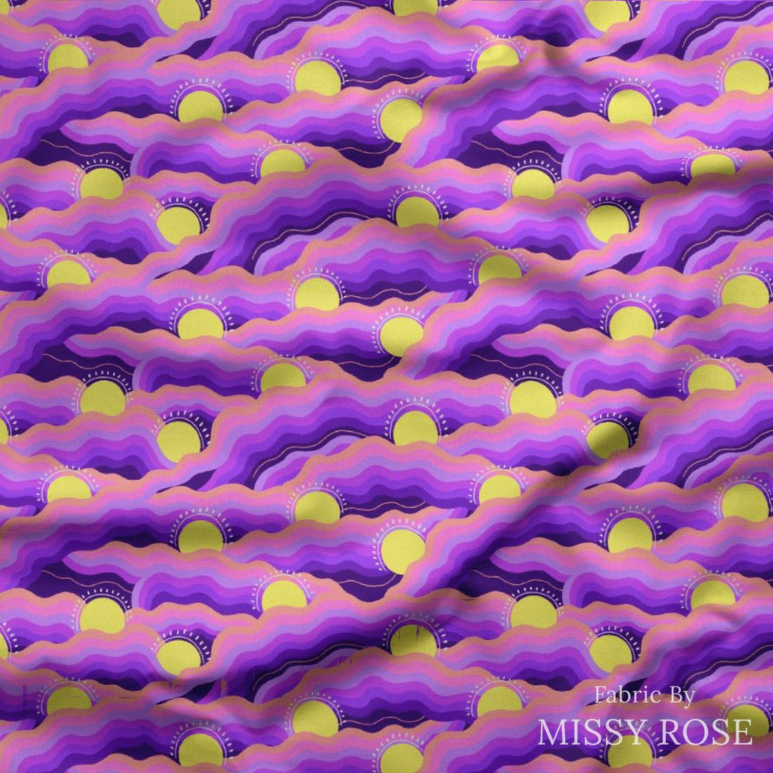 Girl and The Deep Blue Sea 45 draped fabric mockup - custom printed fabric by the metre | Fabric by Missy Rose