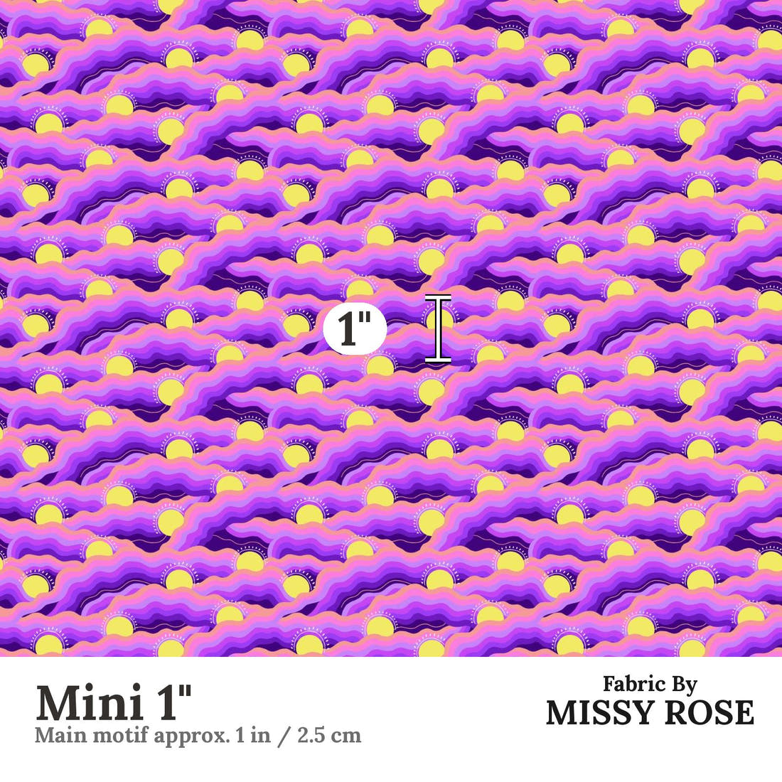Girl and The Deep Blue Sea 45 Mini 1 inch print scale guide | Fabric by Missy Rose