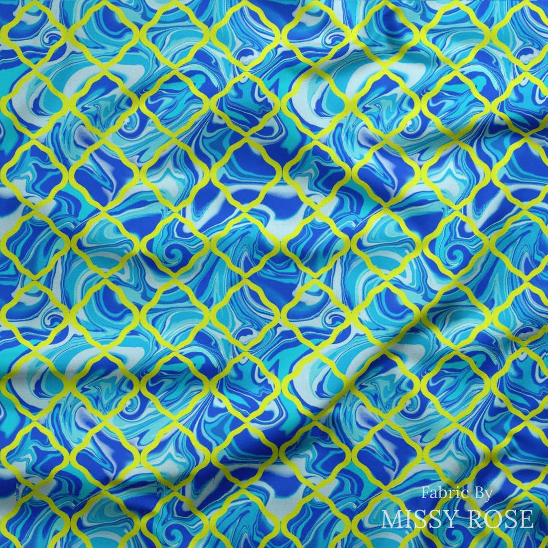 Girl and The Deep Blue Sea 46 draped fabric mockup - custom printed fabric by the metre | Fabric by Missy Rose