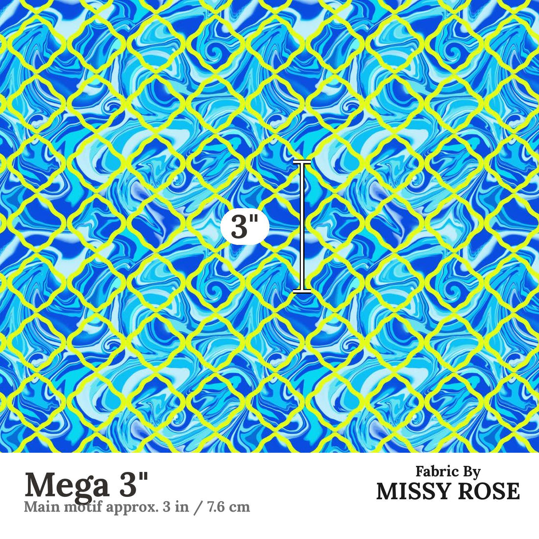 Girl and The Deep Blue Sea 46 Mega 3 inch print scale guide | Fabric by Missy Rose