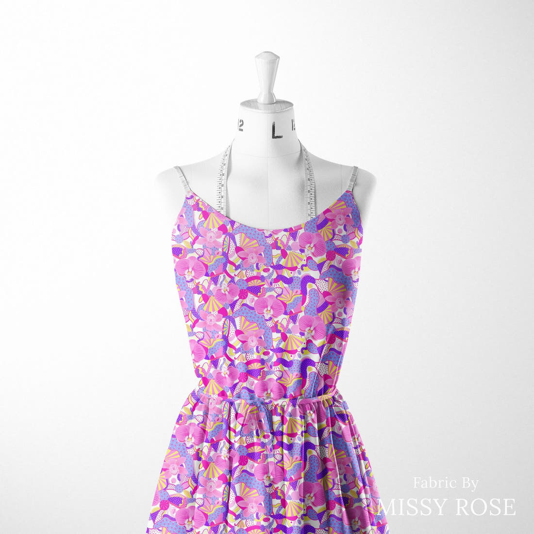 Girl and The Deep Blue Sea 47 sewn into a women's dress - custom printed fabric | Fabric by Missy Rose