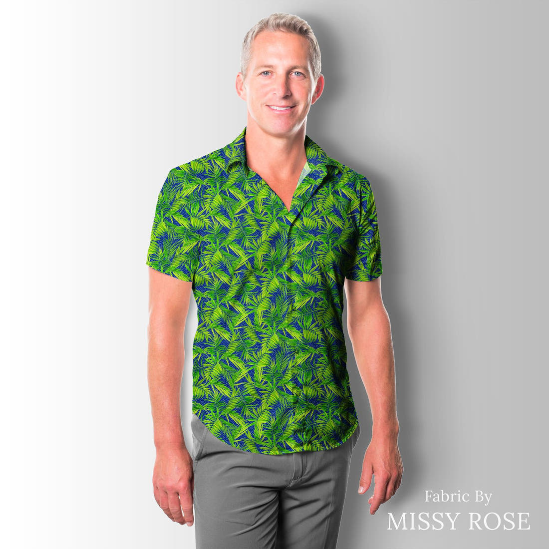 Girl and The Deep Blue Sea 48 sewn into a men's shirt - custom printed fabric | Fabric by Missy Rose