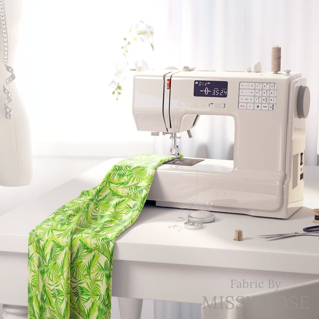 Girl and The Deep Blue Sea 49 fabric on a sewing machine - sew your own | Fabric by Missy Rose