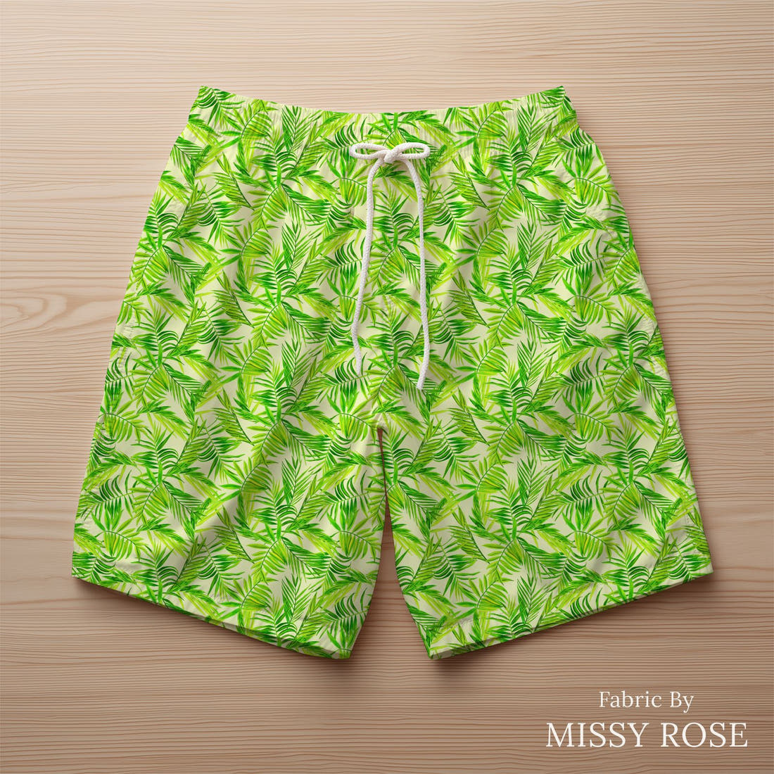 Girl and The Deep Blue Sea 49 sewn into swim shorts - custom printed fabric | Fabric by Missy Rose