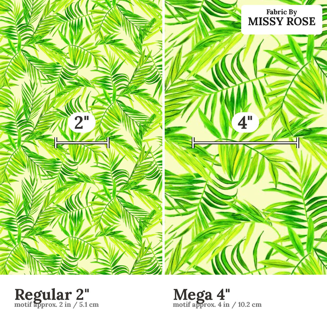 Girl and The Deep Blue Sea 49 Regular 2 inch vs Mega 4 inch print scale side by side | Fabric by Missy Rose