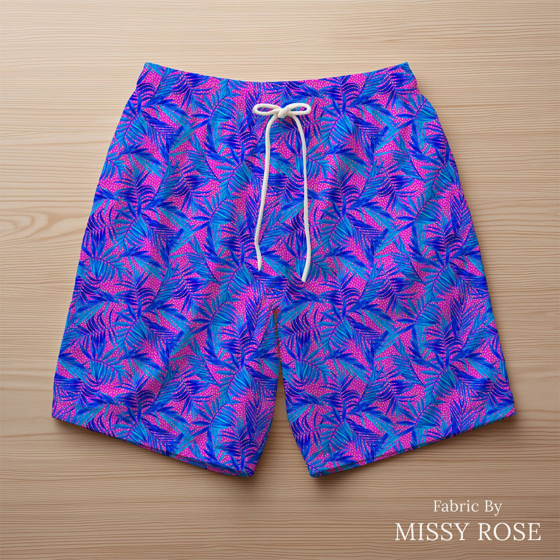 Girl and The Deep Blue Sea 50 sewn into swim shorts - custom printed fabric | Fabric by Missy Rose