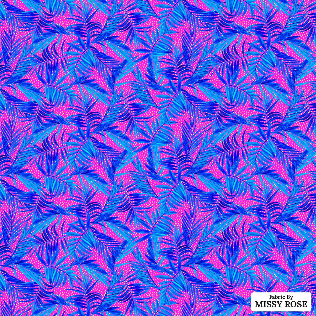 Girl and The Deep Blue Sea 50 flat view of the printed design | Fabric by Missy Rose