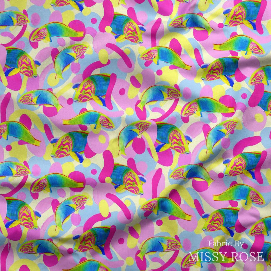 Girl and The Deep Blue Sea 51 draped fabric mockup - custom printed fabric by the metre | Fabric by Missy Rose